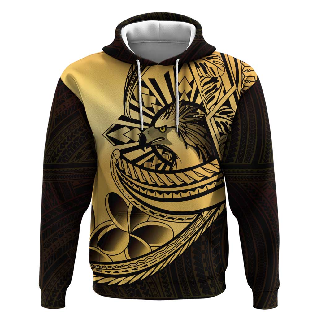Philippines Eagle Sun Hoodie Filipino Agila Polynesian Tattoo Gold Color