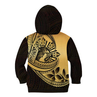 Philippines Eagle Sun Kid Hoodie Filipino Agila Polynesian Tattoo Gold Color