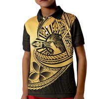 Philippines Eagle Sun Kid Polo Shirt Filipino Agila Polynesian Tattoo Gold Color
