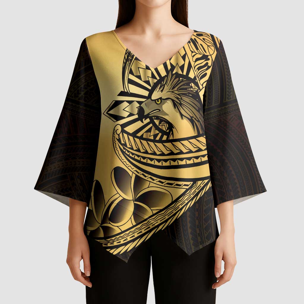 Philippines Eagle Sun Kimono Sleeve Blouse Filipino Agila Polynesian Tattoo Gold Color LT14 - Polynesian Pride