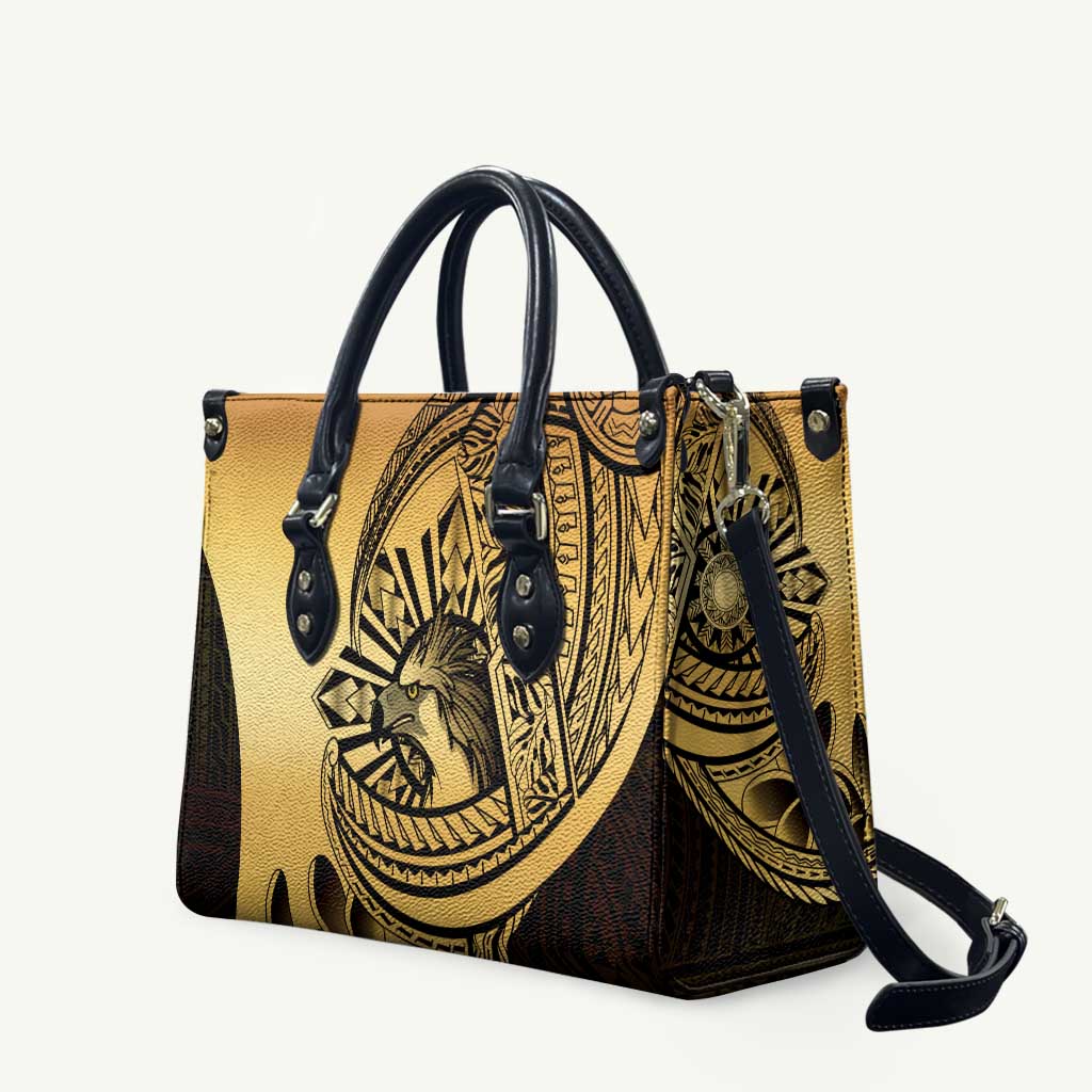 Philippines Eagle Sun Leather Bag Filipino Agila Polynesian Tattoo Gold Color