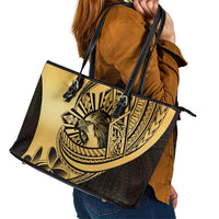 Philippines Eagle Sun Leather Tote Bag Filipino Agila Polynesian Tattoo Gold Color