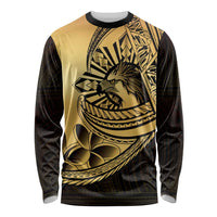 Philippines Eagle Sun Long Sleeve Shirt Filipino Agila Polynesian Tattoo Gold Color