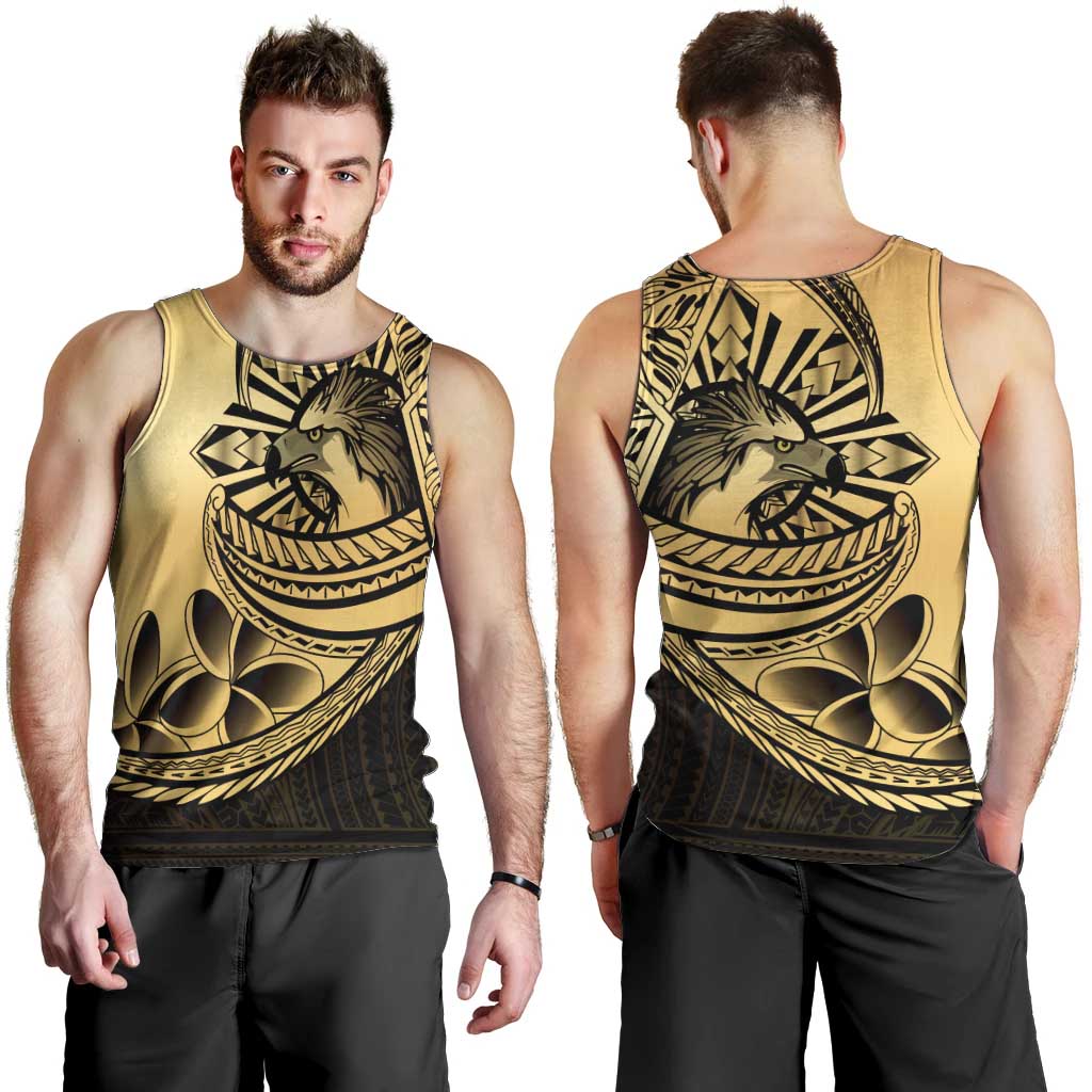 Philippines Eagle Sun Men Tank Top Filipino Agila Polynesian Tattoo Gold Color