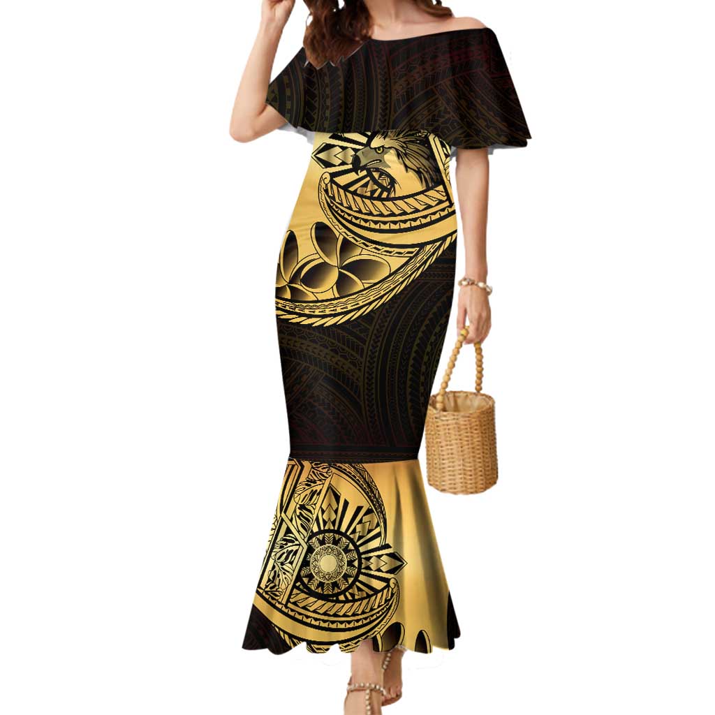 Philippines Eagle Sun Mermaid Dress Filipino Agila Polynesian Tattoo Gold Color