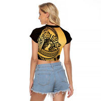 Philippines Eagle Sun Raglan Cropped T Shirt Filipino Agila Polynesian Tattoo Gold Color