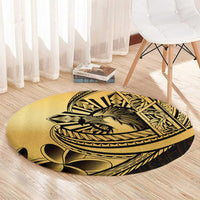 Philippines Eagle Sun Round Carpet Filipino Agila Polynesian Tattoo Gold Color