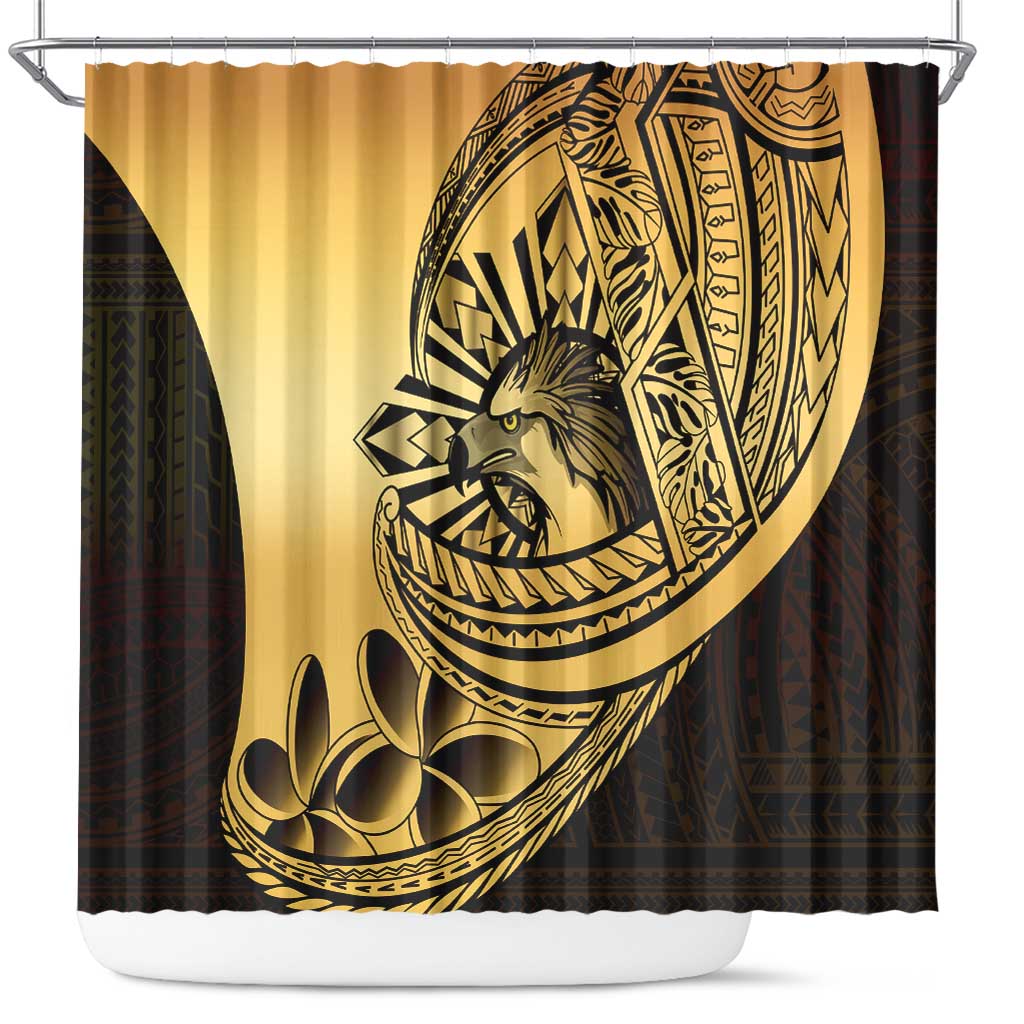 Philippines Eagle Sun Shower Curtain Filipino Agila Polynesian Tattoo Gold Color
