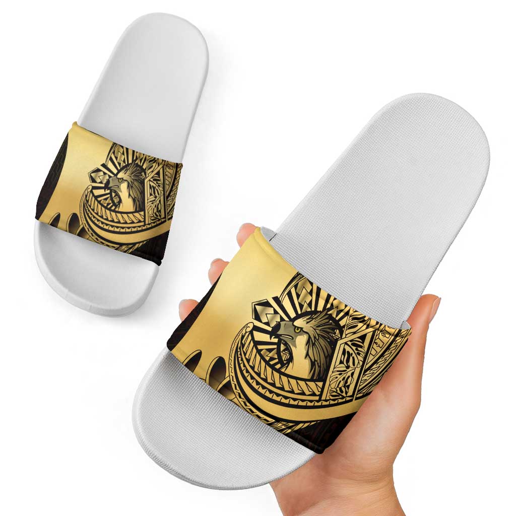 Philippines Eagle Sun Slide Sandals Filipino Agila Polynesian Tattoo Gold Color