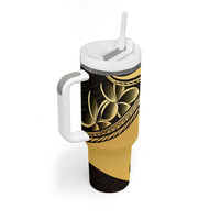 Philippines Eagle Sun Tumbler With Handle Filipino Agila Polynesian Tattoo Gold Color