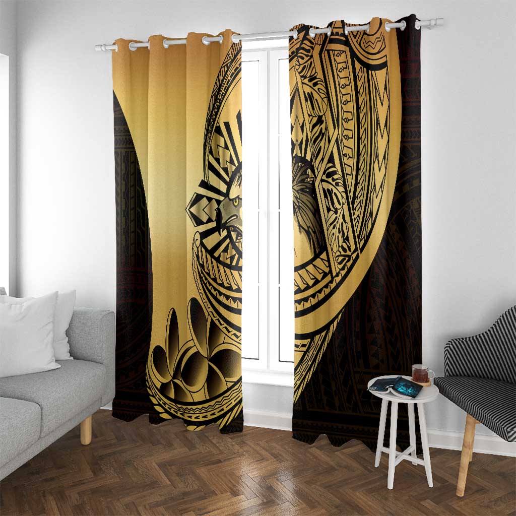 Philippines Eagle Sun Window Curtain Filipino Agila Polynesian Tattoo Gold Color