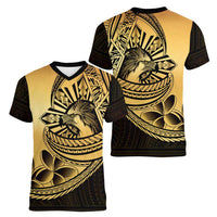 Philippines Eagle Sun Women V-Neck T-Shirt Filipino Agila Polynesian Tattoo Gold Color