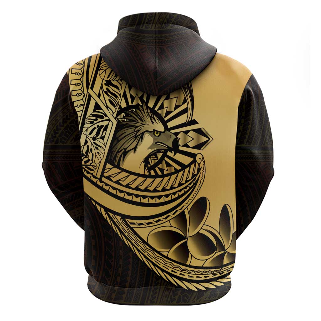Philippines Eagle Sun Zip Hoodie Filipino Agila Polynesian Tattoo Gold Color