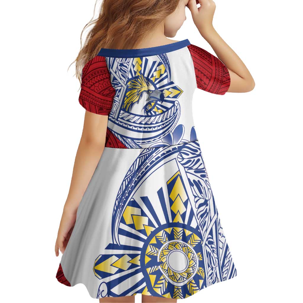 Philippines Eagle Sun Family Matching Mermaid Dress and Hawaiian Shirt Filipino Agila Polynesian Tattoo Flag Color LT14 - Polynesian Pride