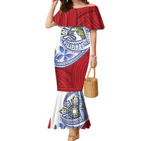 Philippines Eagle Sun Family Matching Mermaid Dress and Hawaiian Shirt Filipino Agila Polynesian Tattoo Flag Color LT14 Mom's Dress Red - Polynesian Pride