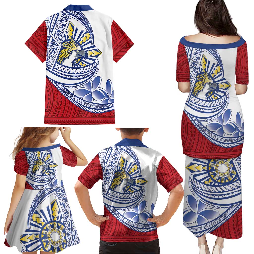 Philippines Eagle Sun Family Matching Puletasi and Hawaiian Shirt Filipino Agila Polynesian Tattoo Flag Color LT14 - Polynesian Pride