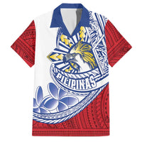 Philippines Eagle Sun Family Matching Short Sleeve Bodycon Dress and Hawaiian Shirt Filipino Agila Polynesian Tattoo Flag Color LT14 Dad's Shirt - Short Sleeve Red - Polynesian Pride