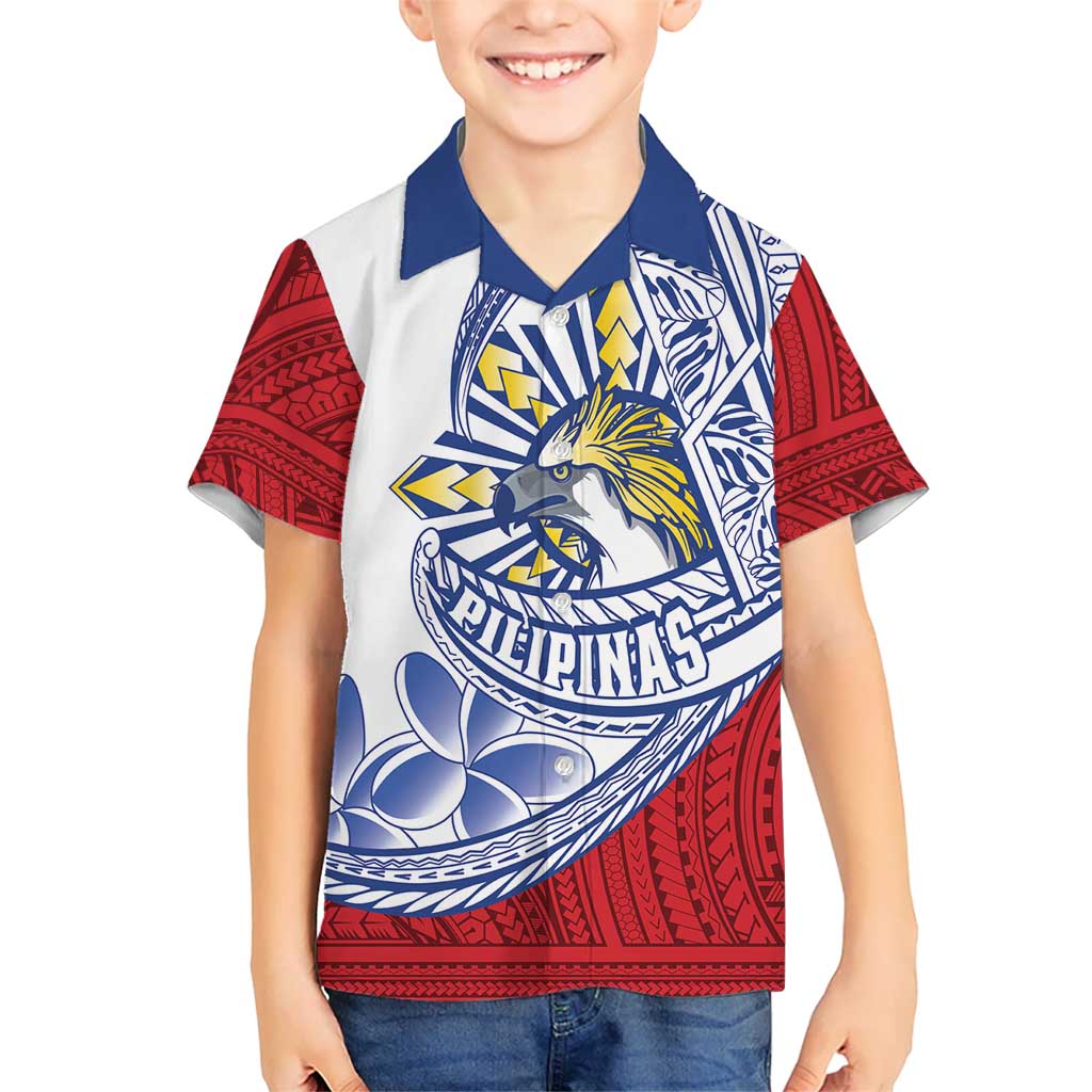 Philippines Eagle Sun Family Matching Summer Maxi Dress and Hawaiian Shirt Filipino Agila Polynesian Tattoo Flag Color LT14 Son's Shirt Red - Polynesian Pride