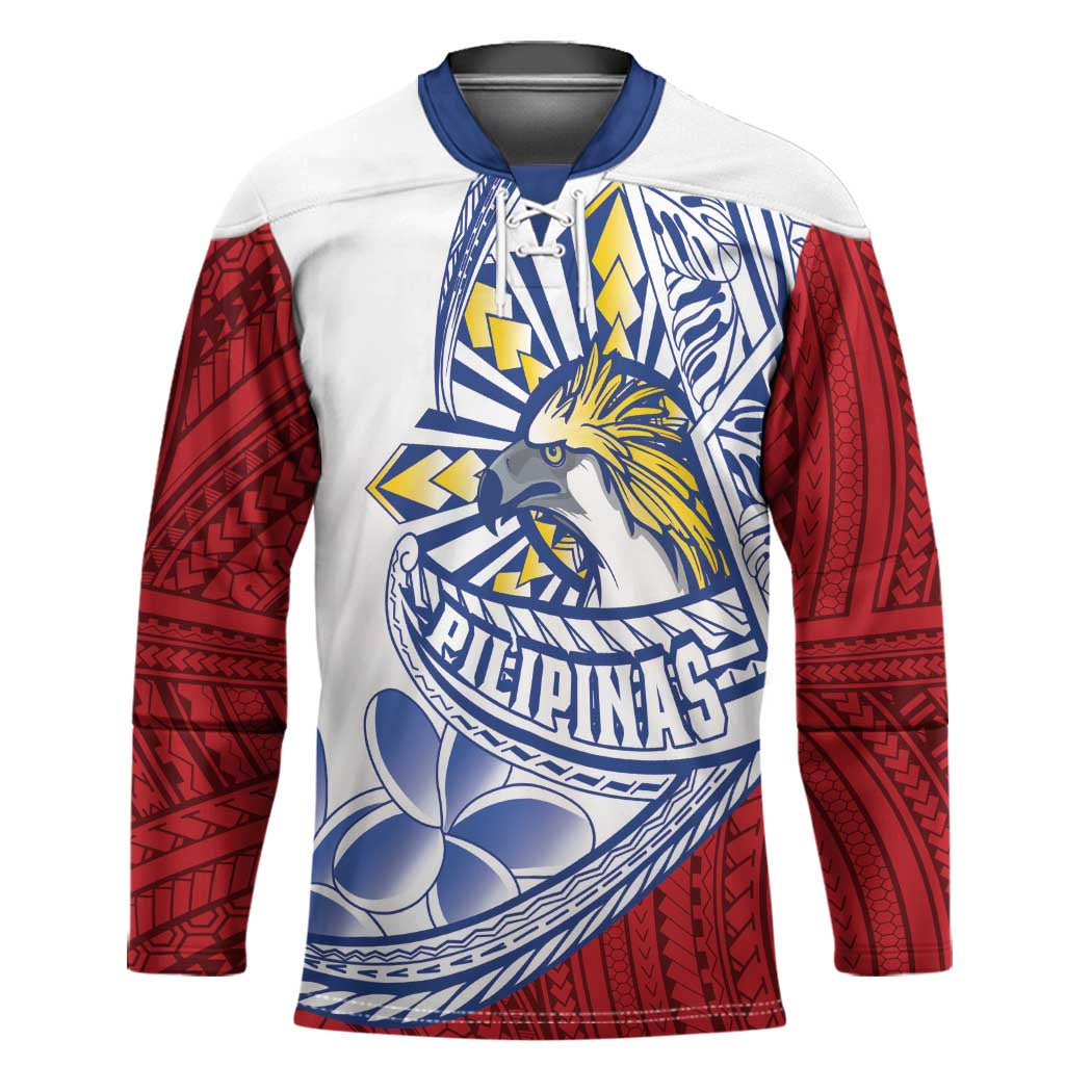 Philippines Eagle Sun Hockey Jersey Filipino Agila Polynesian Tattoo Flag Color