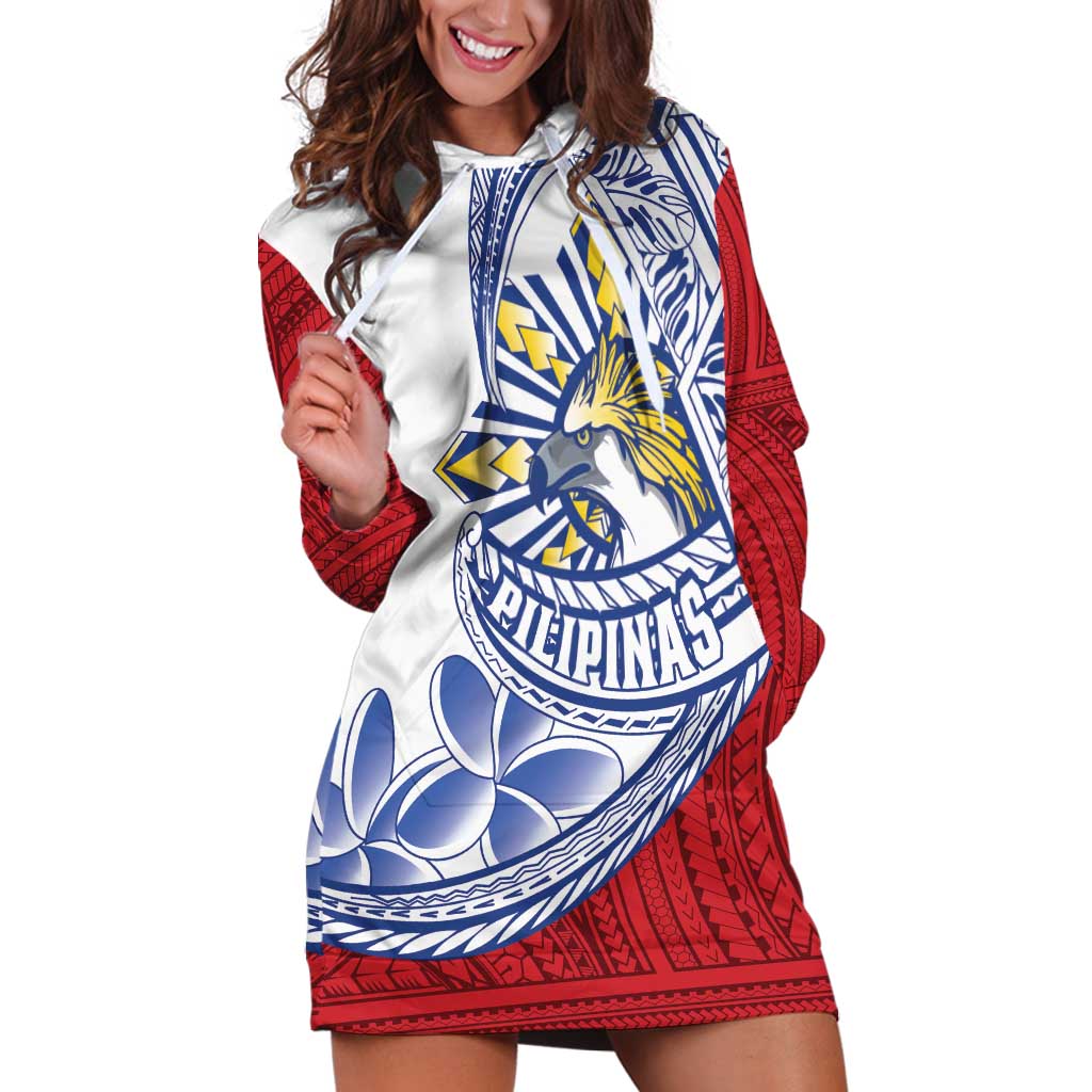 Philippines Eagle Sun Hoodie Dress Filipino Agila Polynesian Tattoo Flag Color