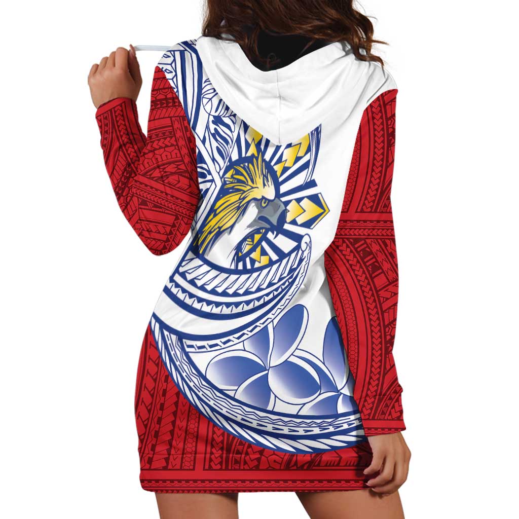 Philippines Eagle Sun Hoodie Dress Filipino Agila Polynesian Tattoo Flag Color