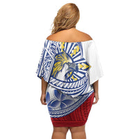 Philippines Eagle Sun Off Shoulder Short Dress Filipino Agila Polynesian Tattoo Flag Color