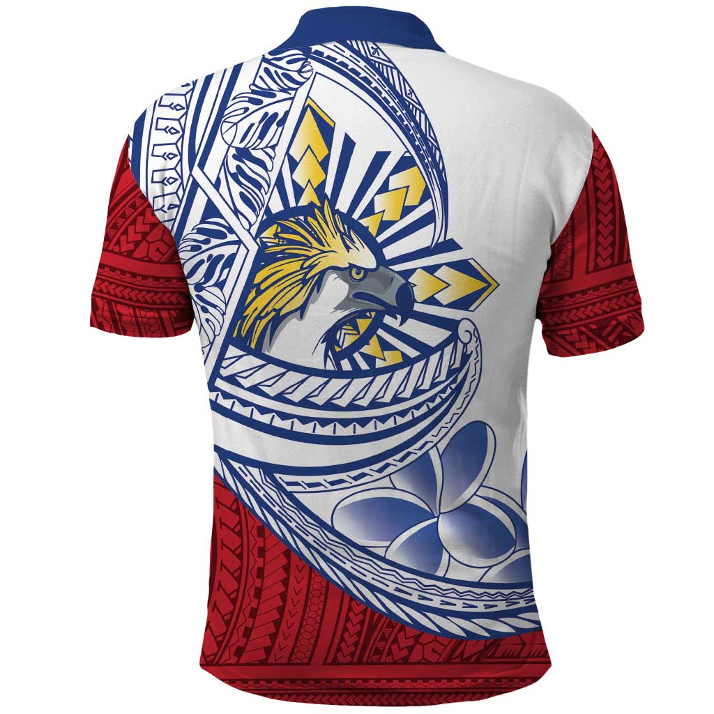 Philippines Eagle Sun Polo Shirt Filipino Agila Polynesian Tattoo Flag Color