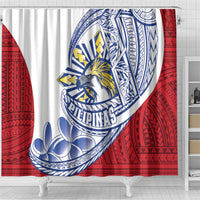 Philippines Eagle Sun Shower Curtain Filipino Agila Polynesian Tattoo Flag Color