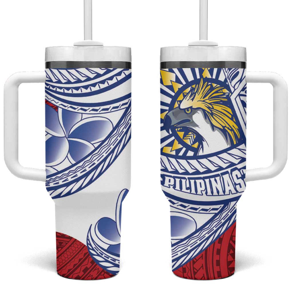 Philippines Eagle Sun Tumbler With Handle Filipino Agila Polynesian Tattoo Flag Color
