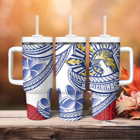 Philippines Eagle Sun Tumbler With Handle Filipino Agila Polynesian Tattoo Flag Color