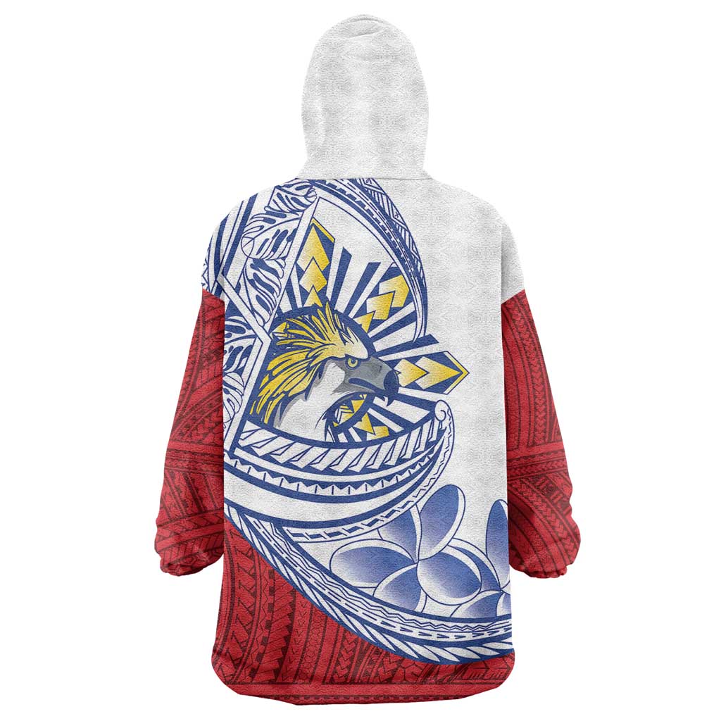 Philippines Eagle Sun Wearable Blanket Hoodie Filipino Agila Polynesian Tattoo Flag Color
