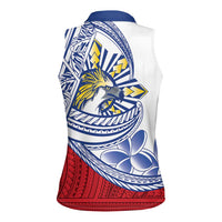 Philippines Eagle Sun Women Sleeveless Polo Shirt Filipino Agila Polynesian Tattoo Flag Color