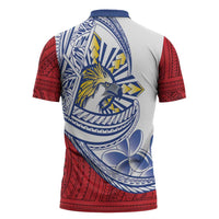 Philippines Eagle Sun Zipper Polo Shirt Filipino Agila Polynesian Tattoo Flag Color