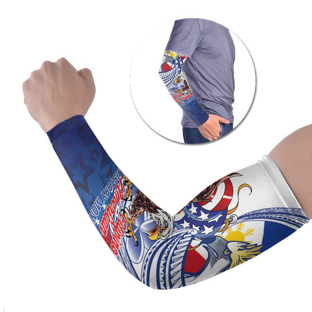 Filipino American History Month Arm Sleeves Philippines Agila USA Eagle Mix Flag