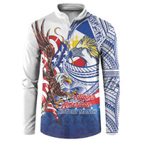 Filipino American History Month Button Sweatshirt Philippines Agila USA Eagle Mix Flag