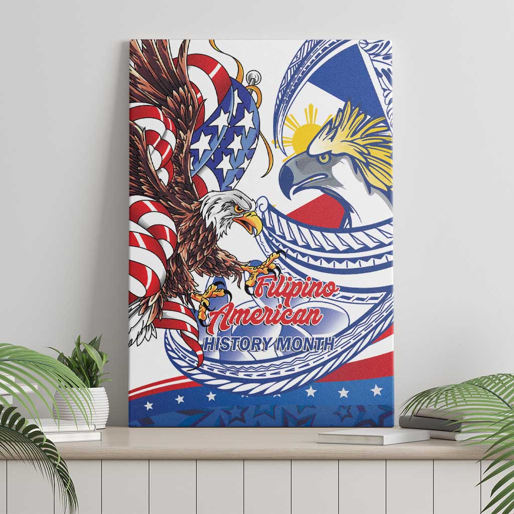 Filipino American History Month Canvas Wall Art Philippines Agila USA Eagle Mix Flag