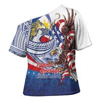 Filipino American History Month Cross Shoulder Shirt Philippines Agila USA Eagle Mix Flag