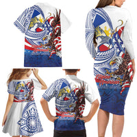 Filipino American History Month Family Matching Long Sleeve Bodycon Dress and Hawaiian Shirt Philippines Agila USA Eagle Mix Flag LT14 - Polynesian Pride