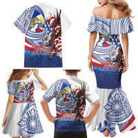 Filipino American History Month Family Matching Mermaid Dress and Hawaiian Shirt Philippines Agila USA Eagle Mix Flag LT14 - Polynesian Pride