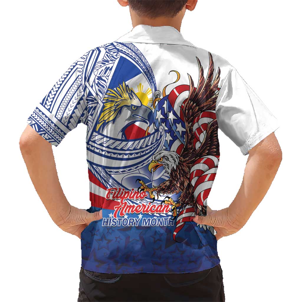 Filipino American History Month Family Matching Off Shoulder Short Dress and Hawaiian Shirt Philippines Agila USA Eagle Mix Flag LT14 - Polynesian Pride