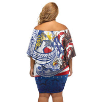Filipino American History Month Family Matching Off Shoulder Short Dress and Hawaiian Shirt Philippines Agila USA Eagle Mix Flag LT14 - Polynesian Pride