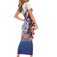Filipino American History Month Family Matching Short Sleeve Bodycon Dress and Hawaiian Shirt Philippines Agila USA Eagle Mix Flag LT14 - Polynesian Pride