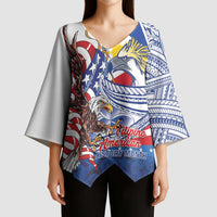 Filipino American History Month Kimono Sleeve Blouse Philippines Agila USA Eagle Mix Flag