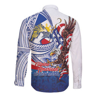 Filipino American History Month Long Sleeve Button Shirt Philippines Agila USA Eagle Mix Flag