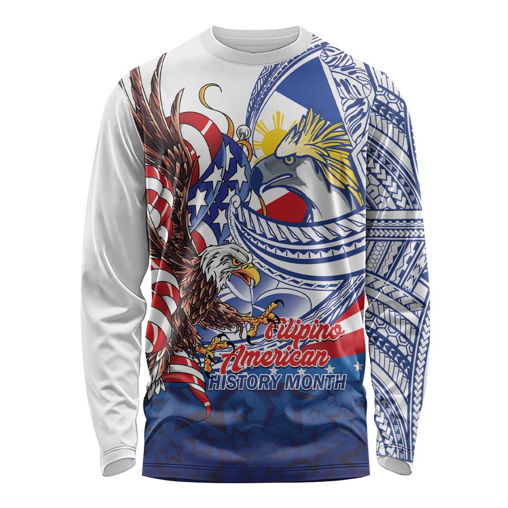Filipino American History Month Long Sleeve Shirt Philippines Agila USA Eagle Mix Flag