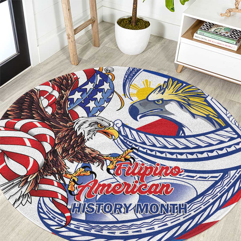 Filipino American History Month Round Carpet Philippines Agila USA Eagle Mix Flag