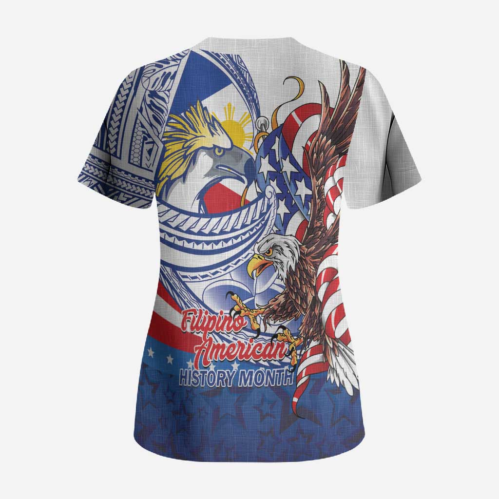 Filipino American History Month Scrub Top Philippines Agila USA Eagle Mix Flag