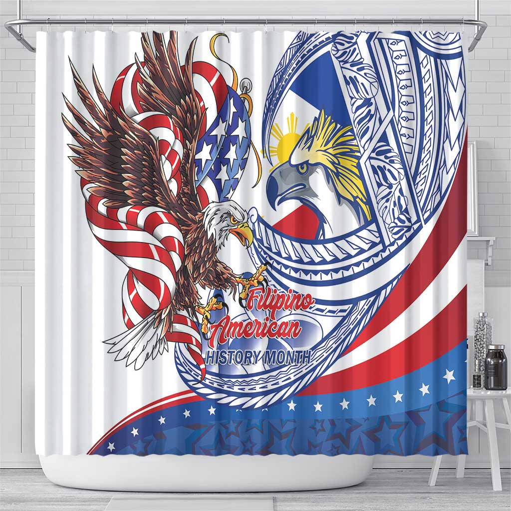 Filipino American History Month Shower Curtain Philippines Agila USA Eagle Mix Flag