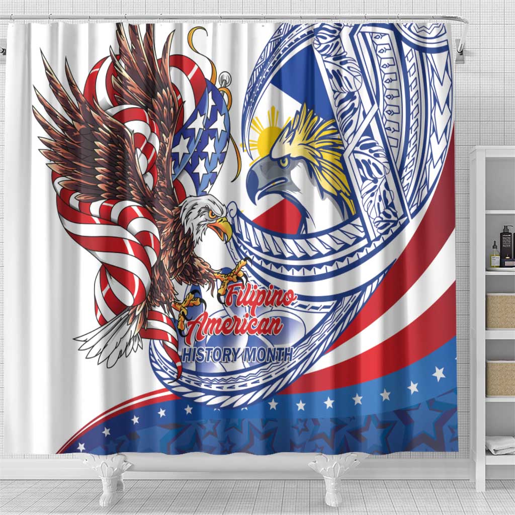 Filipino American History Month Shower Curtain Philippines Agila USA Eagle Mix Flag