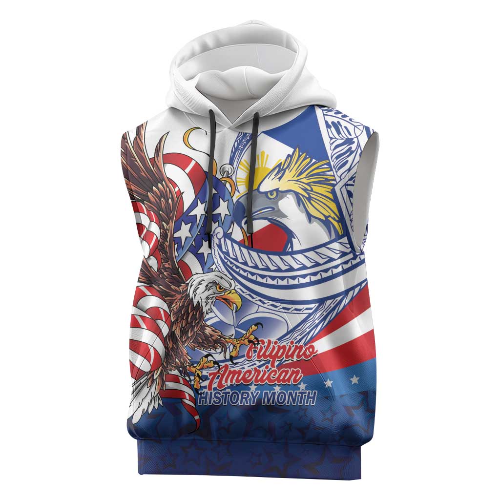 Filipino American History Month Sleeveless Hoodie Philippines Agila USA Eagle Mix Flag